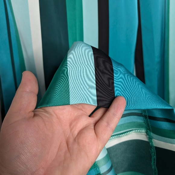 NWT Worthington Blue Green Striped Satin Wide Leg Mid Rise Professional Pant 4 - Picture 6 of 13